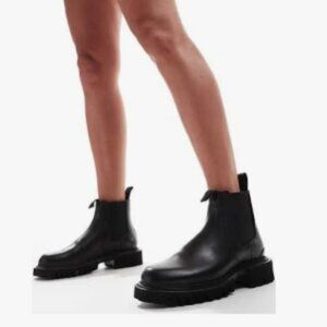 All Saints Black Leather Chelsea Ankle Boots